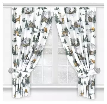 Комплект штор для кухни с подхватами Forest Animals 145х180см-2 шт., габардин