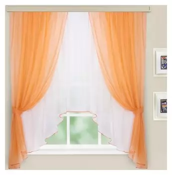 Комплект штор для кухни шарм 285х160 см, персик-молочный, пэ 100%