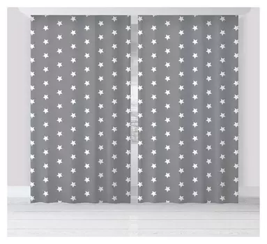 Комплект штор "Этель" Grey Stars 145*260 см-2 шт, 100% п/э, 140 г/м2