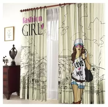 Комплект штор модница, 147х267 +/- 3см 2шт, габардин, п/э100%