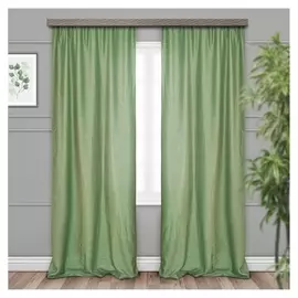 Комплект штор портьерных «Тергалет», 140х260см - 2 шт, цвет зелёный, п/э