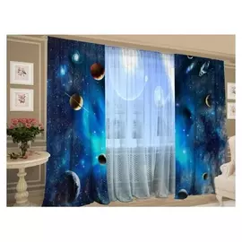 Комплект штор виртуальная реальность шторы (147х267-2 шт), тюль (147х267-2шт), пэ 100%