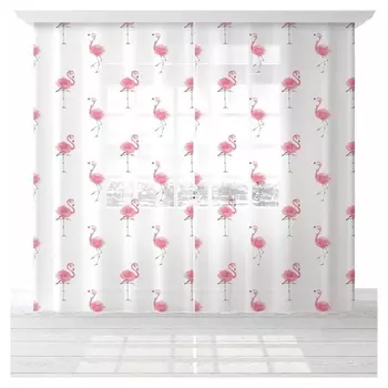 Комплект тюлей "Этель" Happy Flamingo, 145*260 см-2 шт, вуаль