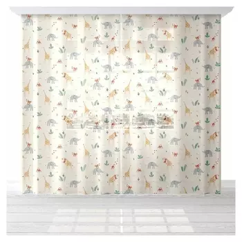 Комплект тюлей "Этель" сафари, 145*260 см-2 шт, 100% п/э