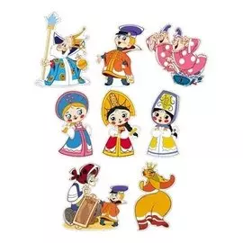 Комплект вырубных мини-плакатов. Герои сказки Вовка в тридевятом царстве (8 персонажей из мультфильма) (с блестками в лаке)