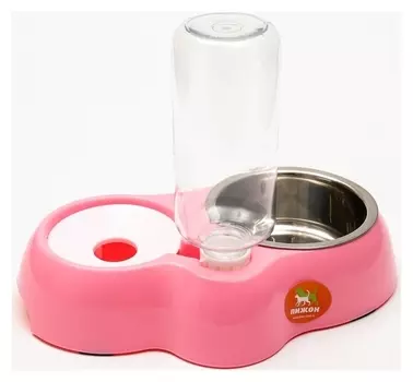 Комплекс автопоилка и автокормушка, 29 х 18,5 х 6 см, розовый