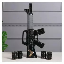 Коньячный набор "Автомат м16", 5 предметов, 0.75/0.05 л