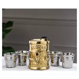 Коньячный набор "Бочка", 4 предмета, булат, керамика, 0.7/0.1 л