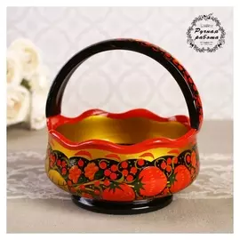 Конфетница «Корзинка», 13×13×15 см, хохлома