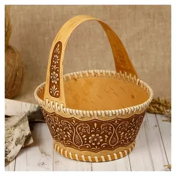 Конфетница «Корзинка узорная», 17×20 см, береста