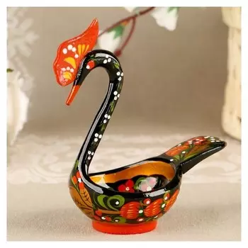 Конфетница «Лебедь»,14х11х7 см, хохлома