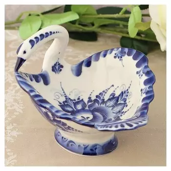Конфетница «Лебедь», 18х15х12 см, гжель