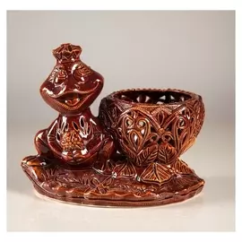 Конфетница "Лягушка", коричневая, резка