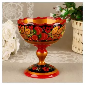 Конфетница резная,15х13 см, хохлома