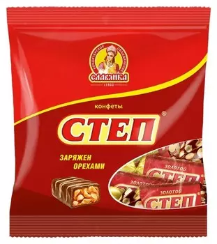Конфеты степ золотой с орехом 192г