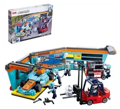 Конструктор автогонки «Сервисный бокс», 555 деталей