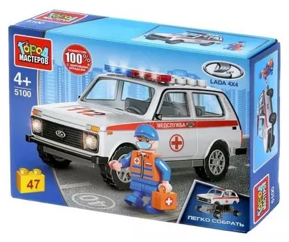 Конструктор «Автоваз. лада 4х4 скорая помощь», 47 деталей