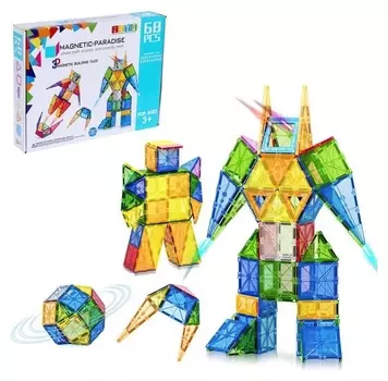 Конструктор магнитный «Геометрические фигуры», 68 деталей