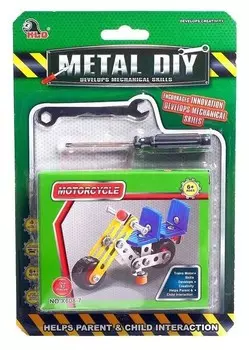 Конструктор металлический «Мотоцикл», 53 детали