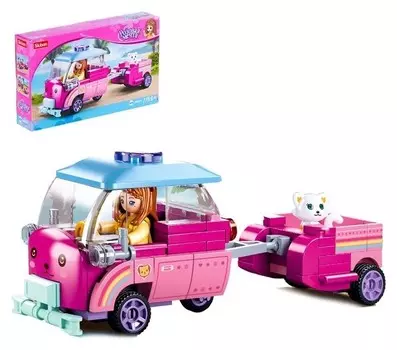 Конструктор розовая мечта «Машинка с прицепом», 116 деталей