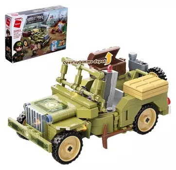 Конструктор военная зона «Джип», 3 минифигуры и 264 детали