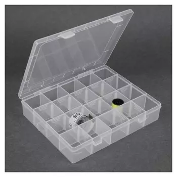 Контейнер для рукоделия, со съёмными ячейками, 20 отделений, 22,5 × 18 × 4 см, цвет прозрачный