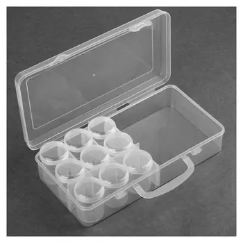 Контейнер для рукоделия, со съёмными ячейками, 4 отделения, 9 баночек, D = 4 × 6 см, 20 гр, цвет прозрачный