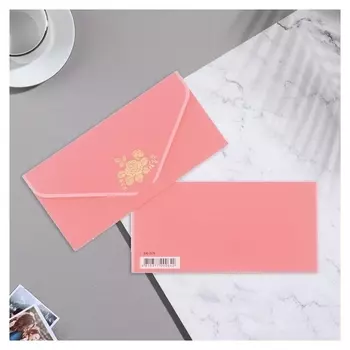 Конверт для денег "Роза" коралловый, бархат, 19,5х9см