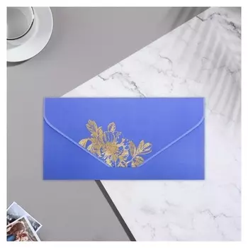 Конверт для денег "Универсальный" тиснение, фиолетовый фон, цветок