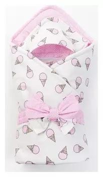 Конверт на выписку «Сластена», серо-розовый, 3 предмета, бязь