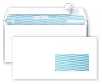 Конверты белый E65стрип пр.окноbusinesspost 110х220 1000шт/уп/1960