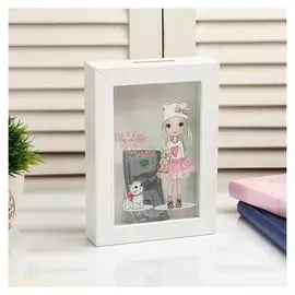 Копилка интерьерная пластик "Девочка с мишкой" 17х12х3,8 см