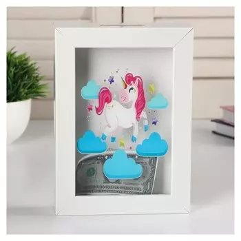 Копилка интерьерная пластик "Единорог в облаках" 17х12х3,8 см