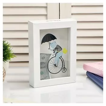 Копилка интерьерная пластик "Мишка на велосипеде" 17х12х3,8 см