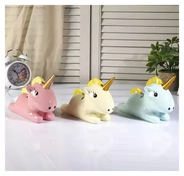 Копилка керамика "Единорожек с золотым рогом" 14,5х20х9,5 см