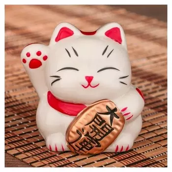 Копилка керамика "Манэки-нэко с пожеланием" 6х7х7,5 см
