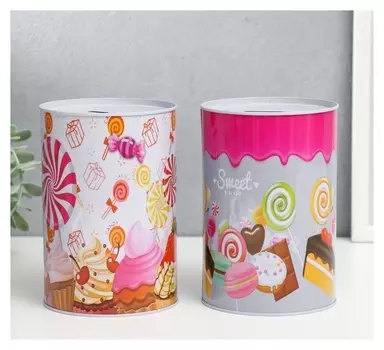 Копилка металл банка "Десерты" 15х10,3х10,3 см