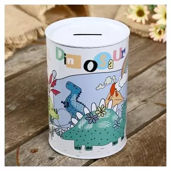 Копилка металл банка "Динозаврики" 15х10х10 см