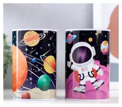 Копилка металл банка "Космический пейзаж" 12х8х8 см