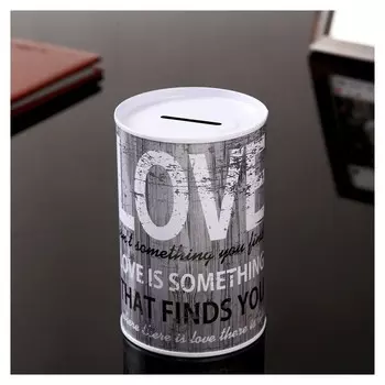 Копилка металл банка "Надписи" 12х8х8 см