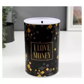 Копилка металл банка "Я люблю деньги" золото с чёрным 15х10х10 см
