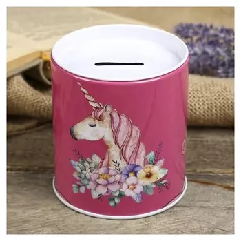 Копилка металл "Единороги" 10х9х9 см