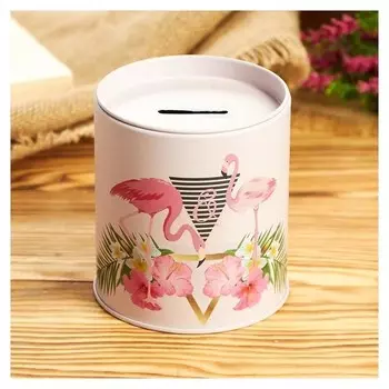 Копилка металл "Фламинго" 10х9х9 см