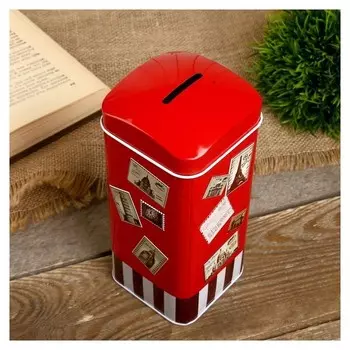 Копилка металл "Почтовые марки" 16х7х7 см