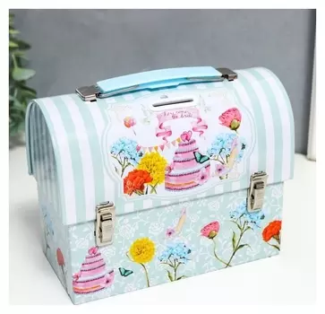 Копилка металл сундучок "Торт" 13,5х17,2х8,2 см