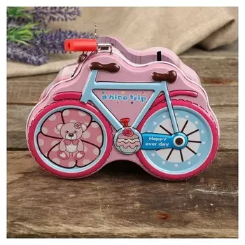 Копилка металл "Велосипед" с замком и ключами 6х14х9 см