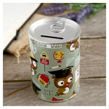 Копилка металл "Зверята и хобби" 10х7,5х7,5 см