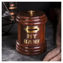 Копилка "Мой банк" дерево 11х11х13 см