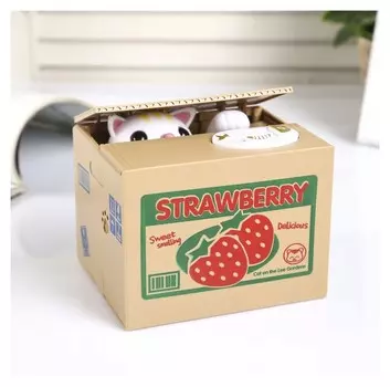 Копилка пластик "Киска прячет монетки" 10х9х10 см