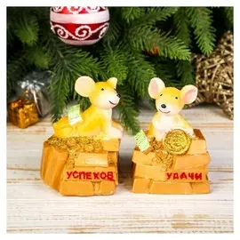 Копилка полистоун "Мышонок на слитках золота" 10х6,5х6,7 см